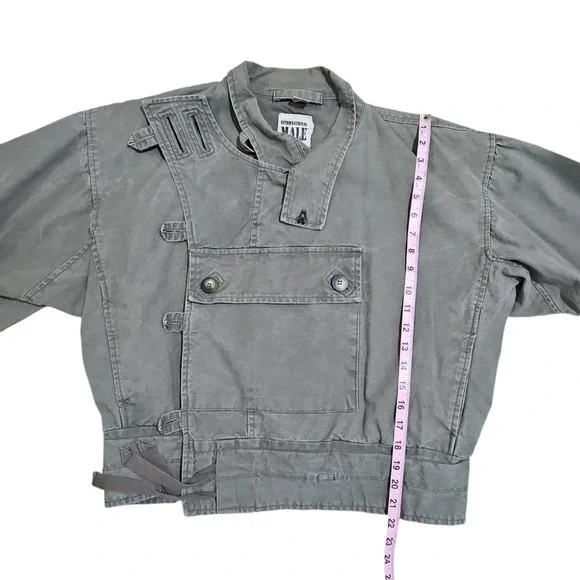 International Male Medium Vintage Rare 80s Army Green Button Toggle Field Jacket - Picture 7 of 7